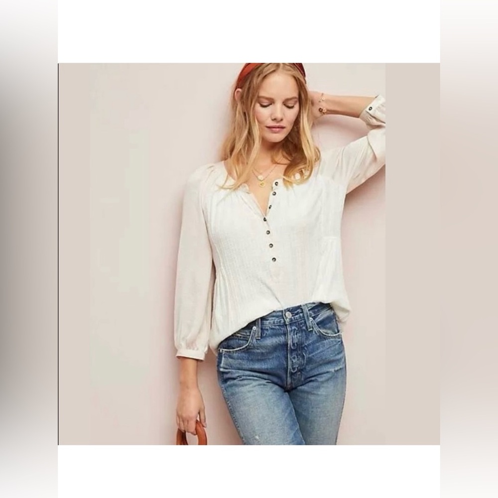 Anthropologie Meadow Hue Henley Top Size Small